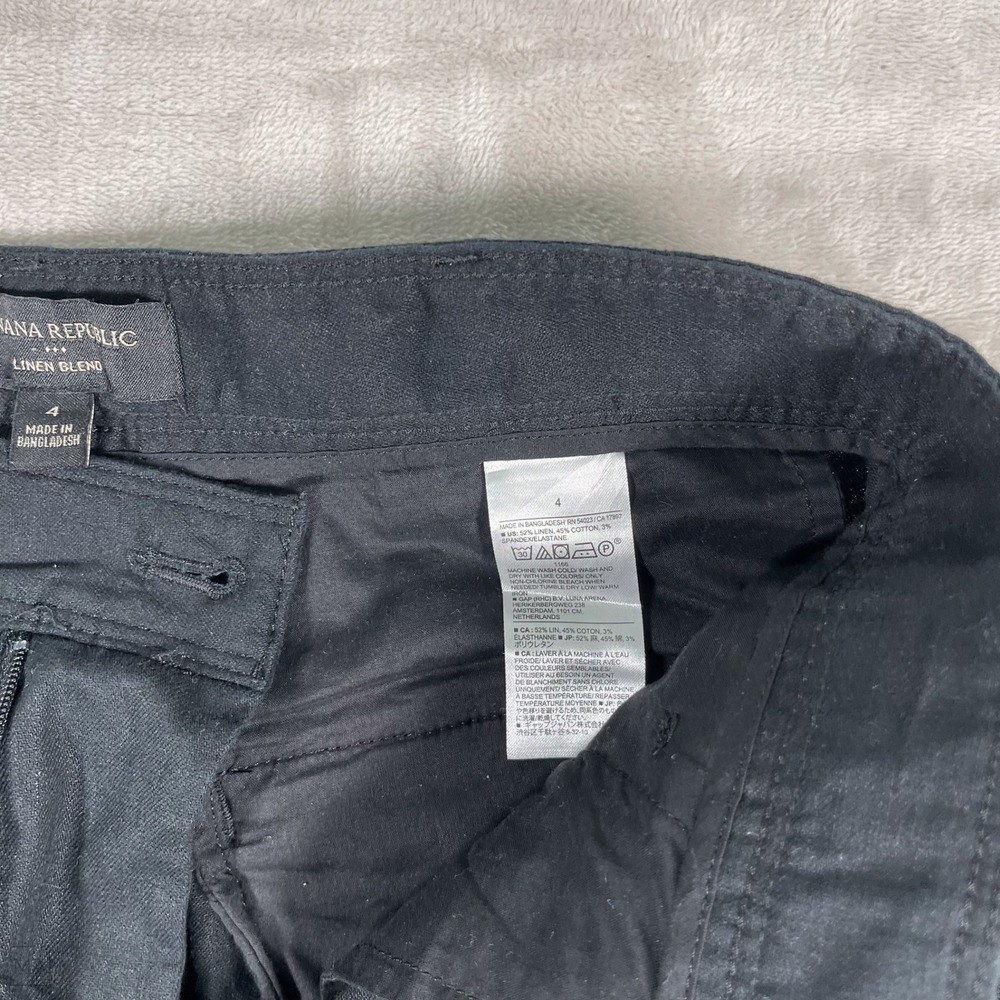 Banana Republic Factory Women's Pants Linen Blend Wide Leg Minimalist 4 Black - Picture 3 of 8
